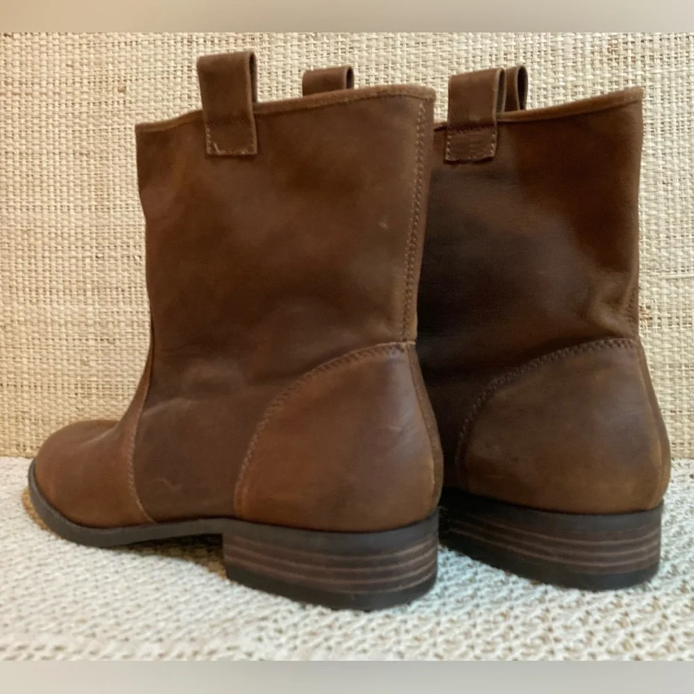 Brown Leather Boots NEW Leather Pull on Ankle Booties NWOT Size 10 - Picture 13 of 14